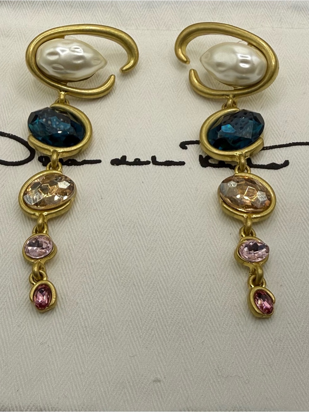 Oscar de La Renta Baroque Drop Earrings with Pearl Accent